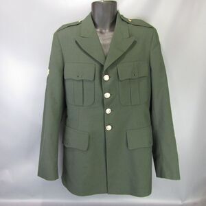 Vintage DeRossi & Son Army Green Blazer Mens Size 40L Suit Coat Military Uniform